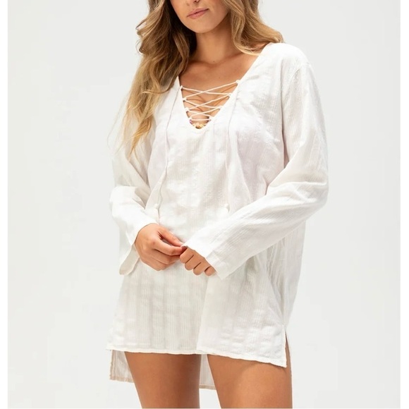 Billabong Other - White Lace-Up Swim Cover-Up
